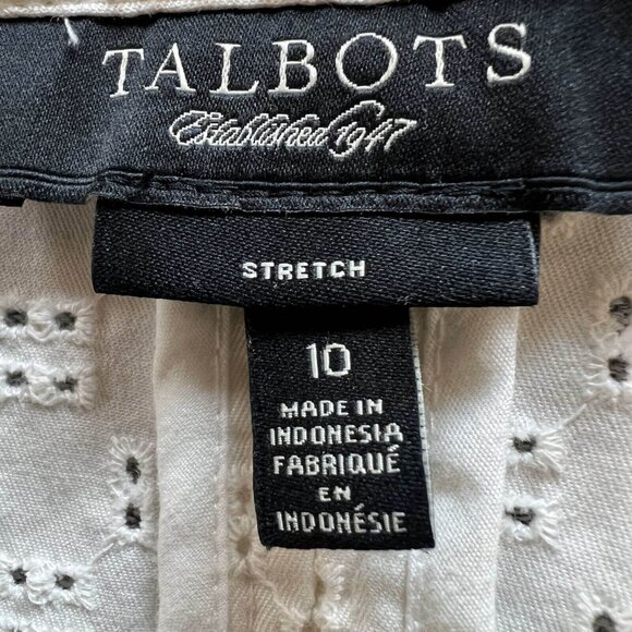 Talbots Blazer Jacket Women Size 10 White Stretch Embroidered Eyelet One Button - Picture 4 of 15